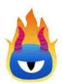 CrownByte, a blue one-eyed character with a crown